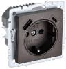 Розетка 1-местная с заземлением, шторками и USB Type A+С IEK Brite BR-R14-16-U22-018-K45 темная бронза