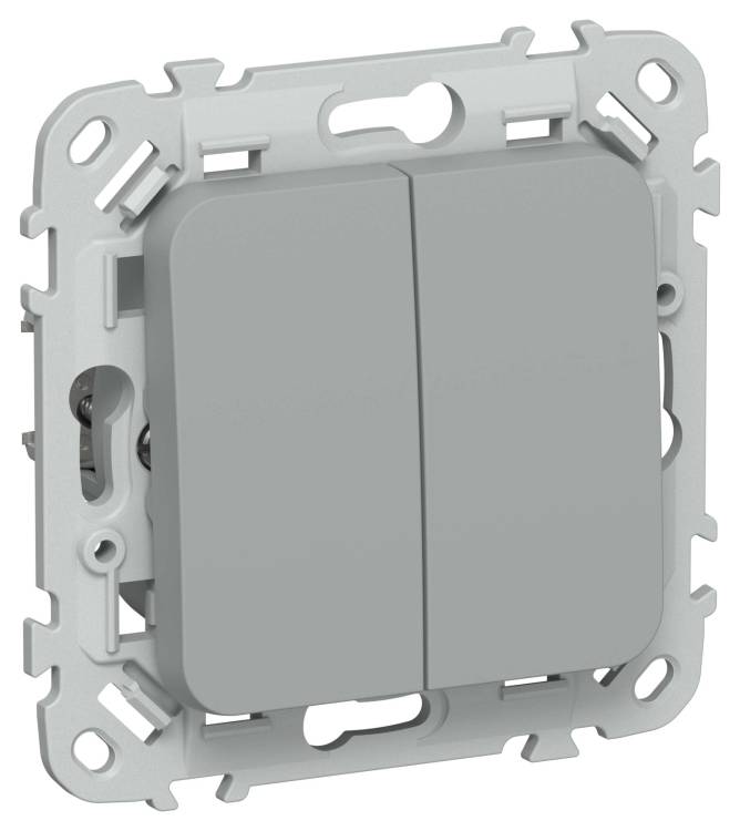 Выключатель 2-клавишный проходной IEK Flite FI-V22-0-10-1-K03 серый