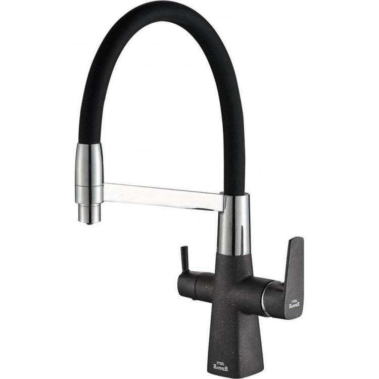 Смеситель для кухни Zorg Steel Hammer SH 818-6 Black Cr с гибким изливом
