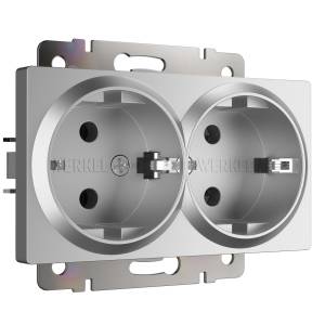Розетка 2-местная с заземлением Werkel W1172006 серебряный