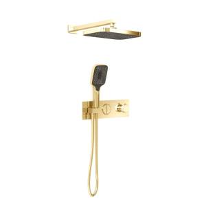Душевой комплект Vincea Alba VSFW-422T1BG встраиваемый, двухрежимный, термостатический, брашированное золото