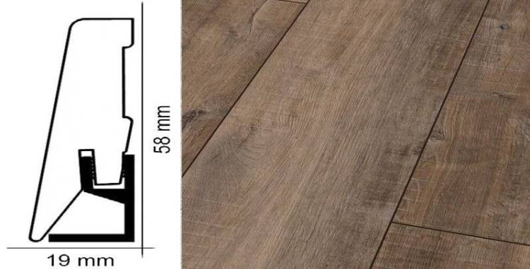 Плинтус Kronotex ktex1 Дуб гала коричневый Коричневый 2400x58x19