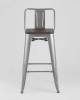 Набор из 6 полубарных стульев Stool Group Tolix YD-H675E-W YG-15 X6 серебристый матовый, темное дерево, со спинкой фото 2