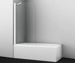 Шторка на ванну Wasserkraft Leine 35P01-80WHITE Fixed профиль белый, стекло прозрачное, 80x140