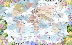 3D Фотообои Artegrafico «Цветущая карта» KID-204 песок