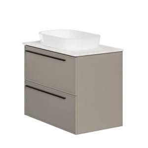 Тумба с раковиной La Fenice Elba Twin Cappuccino NFNC-01-ELB-C-80-2-3-M-GG бежевая матовая, 80 см