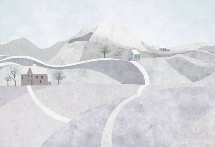 3D Фотообои Artegrafico «акварель для детской с горными далями» KID-167 канвас