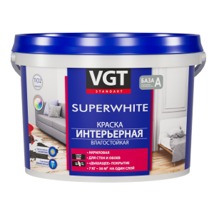 Краска VGT ВД-АК-2180 Интерьерная супербелая база А 7 кг