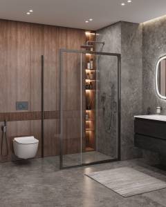 Душевой уголок Cezares Molveno MOLVENO-AHF-31-120/90-C-GM-IV профиль оружейная сталь, стекло прозрачное, 120x90x195