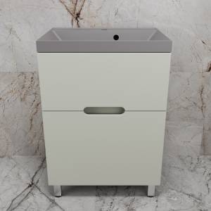 Тумба с раковиной Style Line Матис 60 напольная, олива, раковина серый шелк, 82x60x45