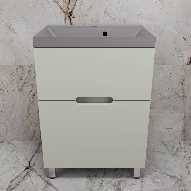 Тумба с раковиной Style Line Матис 60 напольная, олива, раковина серый шелк, 82x60x45