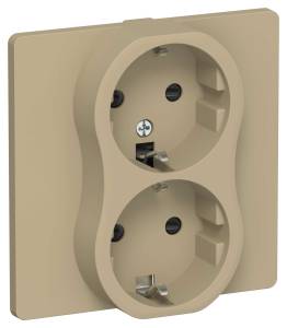 Розетка 2-местная с заземлением и шторками IEK Flite FI-R24C-16-K59 хаки