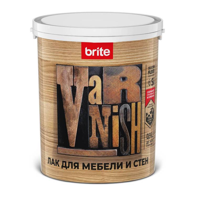Лак для мебели и стен Brite Flexx глянцевый 0.8 л