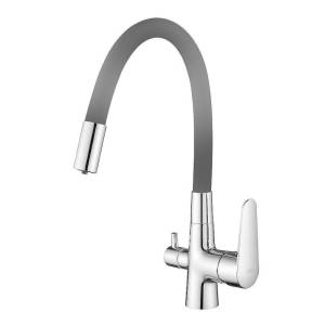 Смеситель для кухни Esko Coral CL03GChr с подключением к фильтру, серый