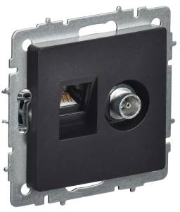 ТВ-розетка+Ethernet RJ45 IEK Brite BR-AK20-1-K02 черный
