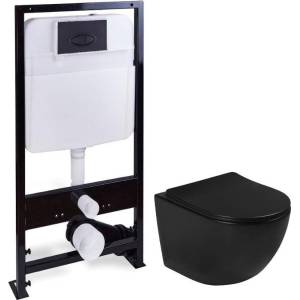 Унитаз с инсталляцией SantiLine SL-5018MB + SL-03 с кнопкой