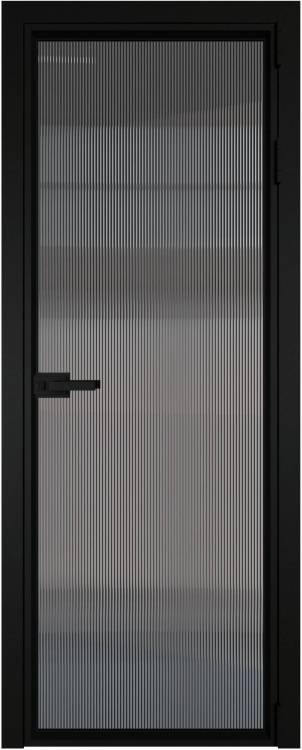 Межкомнатная дверь Profil Doors 1 AV цвет профиля Черный, стекло безопасное 6 мм мору тонированное 700x2000