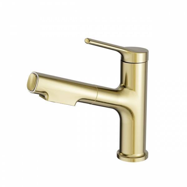 Смеситель для раковины Wonzon & Woghand WW-A40862-BG с выдвижным изливом, брашированное золото
