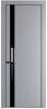 Межкомнатная дверь Profil Doors 18 PE полотно Смоки, кромка алюминиевая с четырех сторон черная, стеклянная вставка черный лак 700x2000
