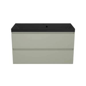 Тумба с раковиной Style line Манхэттен 100 подвесная, олива, раковина антрацит