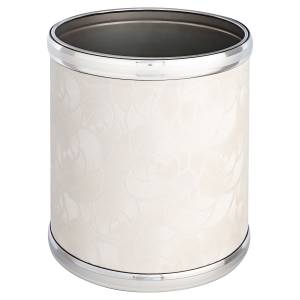Мусорное ведро Geralis M-NFWH2-S 6л, flower, белое, кант хром, внутренний цвет необработанный хром