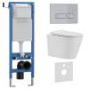 Унитаз с инсталляцией Iberica Blanca Burgos Alto IB.001M.BRA.234.214 безободковый, с крышкой-сиденьем микролифт, с кнопкой матовый хром