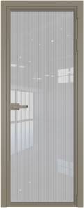 Межкомнатная дверь Profil Doors 1 AV цвет профиля Никель матовый, стекло безопасное 6 мм страйп 800x2000