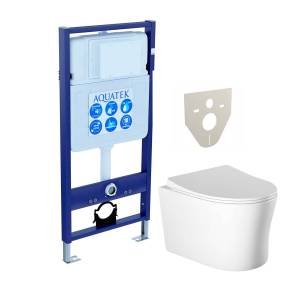 Унитаз с инсталляцией Aquatek Ника с крышкой-сиденьем микролифт