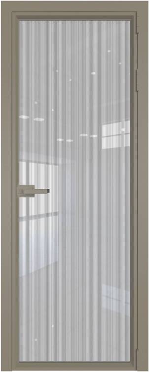 Межкомнатная дверь Profil Doors 1 AV цвет профиля Никель матовый, стекло безопасное 6 мм страйп 800x2000