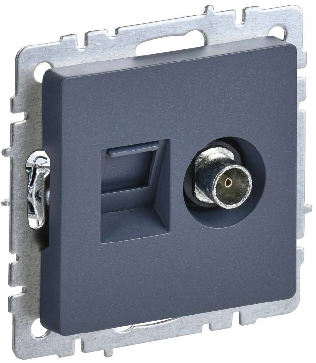 ТВ-розетка+Ethernet RJ45 IEK Brite BR-AK20-1-K35 маренго