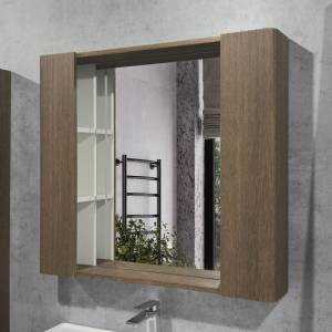 Зеркало-шкаф Comforty Ангара-90 00-00019939 с подсветкой и антизапотеванием, дуб темно-коричневый