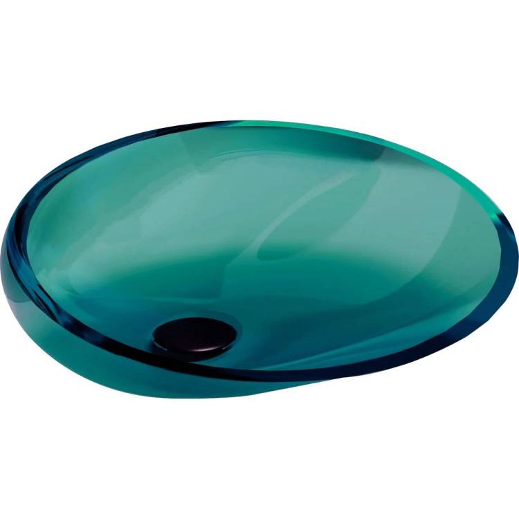 Раковина Abber Kristall AT2812Aquamarin накладная, прозрачная, 54 см, бирюзовая