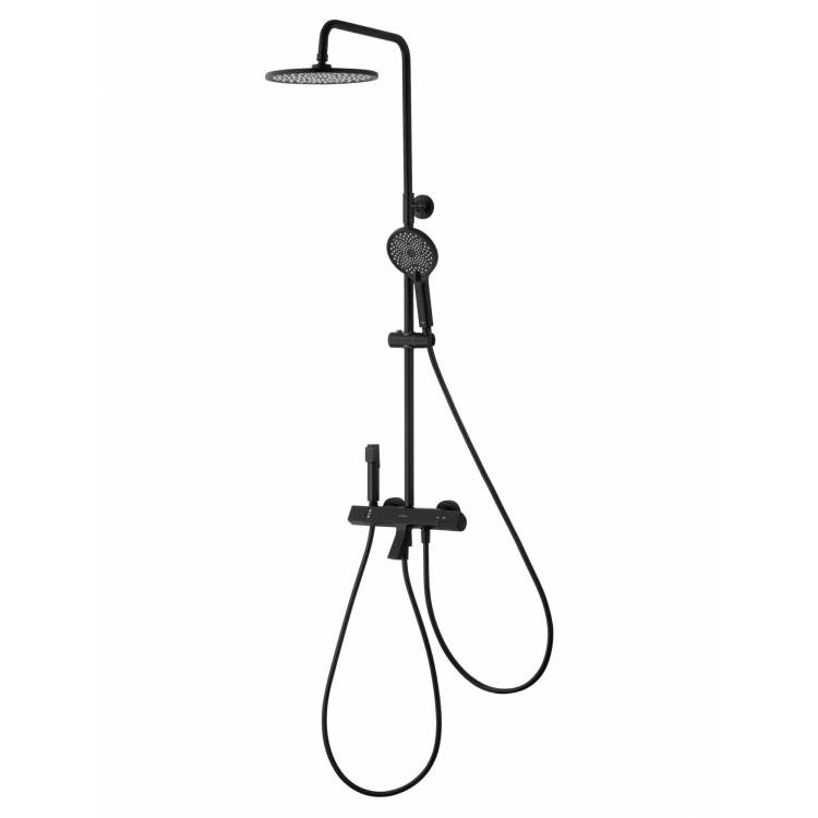 Душевая стойка Wonzon & Woghand WW-B3094-MB черная, с термостатом