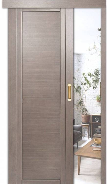 Раздвижная дверь шпонированная Milyana QDO глухая дуб грейвуд 900x2000