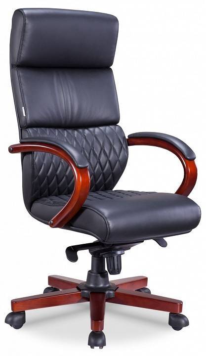 Кресло для руководителя Everprof President Wood 15982, EP 101 W Leather Black Черный