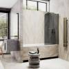 Шторка на ванну MaybahGlass MGV-779-2 60x140, поворотная, стекло графит 6 мм, профиль бронза, с полотенцедержателем фото 2