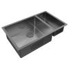 Мойка кухонная Paulmark Next 69/2S Uni PM226944-GML Вороненая Сталь, 69x44 фото 2