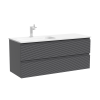 Тумба с раковиной Sancos Folk подвесная, 120x45x52, левая, c двумя ящиками оснащенными доводчиками, Grey soft