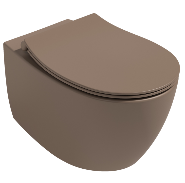 Унитаз подвесной Isvea Sentimenti Neo 10AR02010SV-2H безободковый, сиденье с микролифтом, коричневый матовый