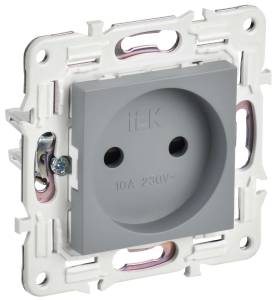 Розетка 1-местная с защитными шторками IEK Skandy SK-R13-10-K03 серый