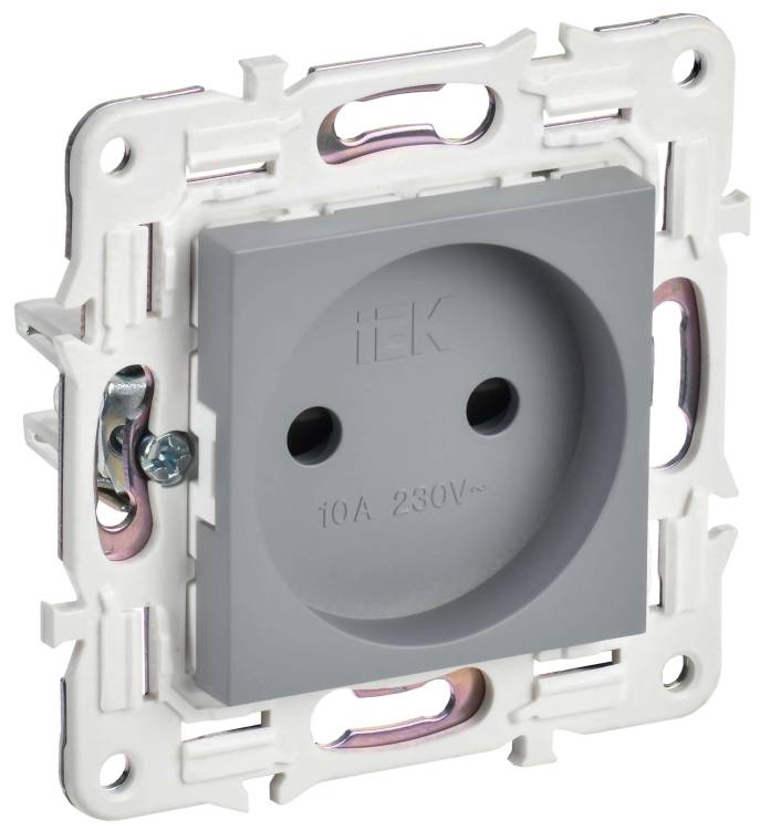 Розетка 1-местная с защитными шторками IEK Skandy SK-R13-10-K03 серый