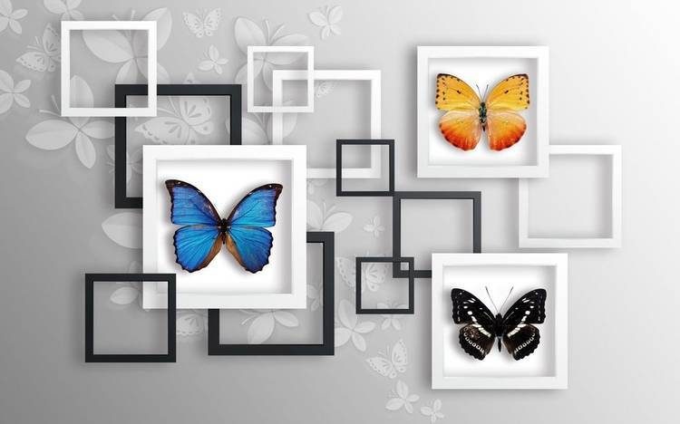 3D Фотообои Artegrafico «Коллекция бабочек» GM-027 акварель