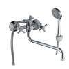 Смеситель для ванны Decoroom DR51 DR51045-White двуручный универсальный с поворотным изливом 300 мм Хром/белый