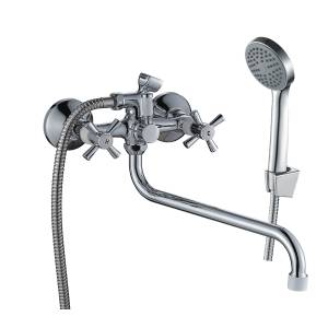Смеситель для ванны Decoroom DR51 DR51045-White двуручный универсальный с поворотным изливом 300 мм Хром/белый