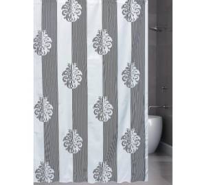 Штора для ванной Bath Plus Damask Strtipe 21217/8-P 180x180, белый, черный