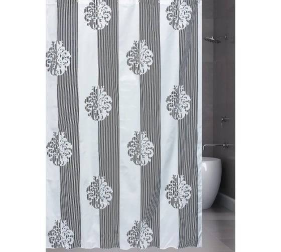 Штора для ванной Bath Plus Damask Strtipe 21217/8-P 180x180, белый, черный