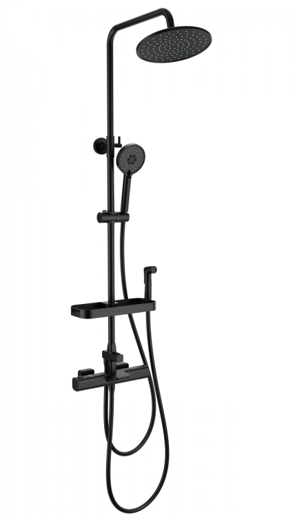 Душевая стойка Wonzon & Woghand WW-C3017-A1-MB с термостатом, черный