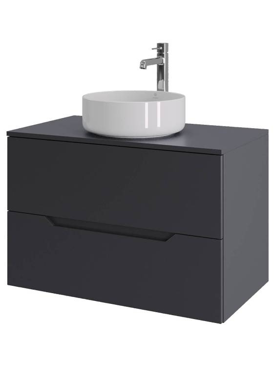 Тумба с раковиной Orange Line Li-80TugMDF+B09-360W графит матовый, 80.5 см