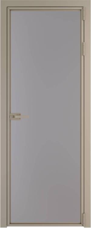 Межкомнатная дверь Profil Doors 1 AX цвет профиля Никель матовый, стекло безопасное 6 мм монохром серый 800x2000