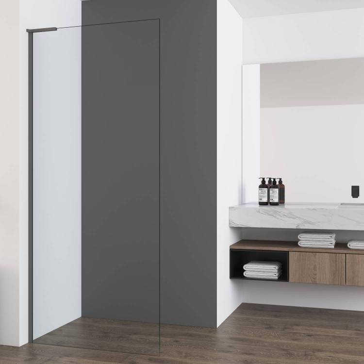Душевая перегородка Vincea Walk-In (Волк-Ин) VSW-7HA700CLGM профиль вороненая сталь, стекло прозрачное, 70x200